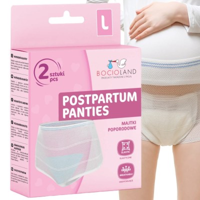 BOCIOLAND Majtki Poporodowe Siateczkowe L – 2 szt. | Komfort Po Porodzie