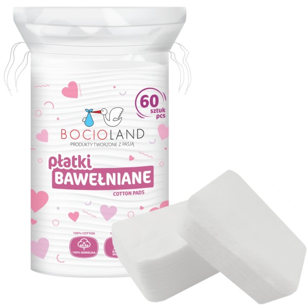 Bocioland płatki kosmetyczne bawełniane dla niemowląt 60szt