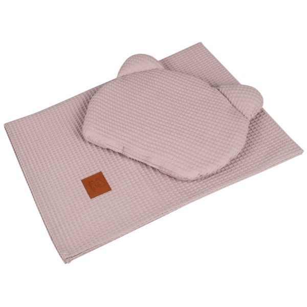 Infantilo Komplet kocyk + poduszka TEDDY Waffle brudny róż