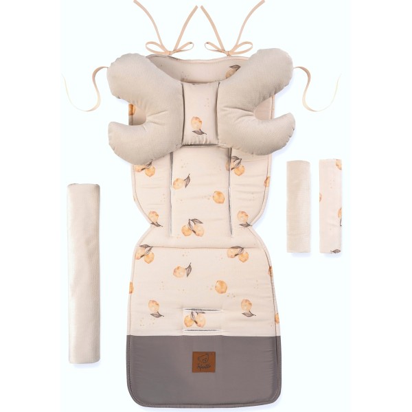 Infantilo wkładka do wózka spacerówki dwustronny zestaw 4w1 Velvet lemon beige beżowy
