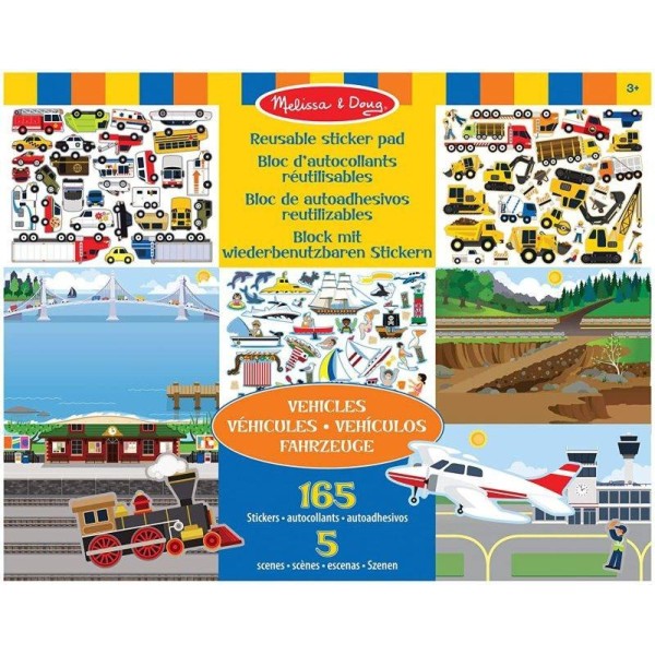 Melissa & Doug naklejki wielorazowe 165 szt pojazdy 3+