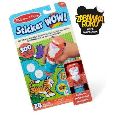 Sticker WOW! Tygrys – książeczka ze stemplem i 300 naklejkami dżungli | Zabawka Roku 2024