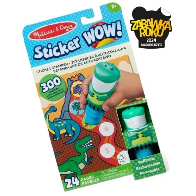 Sticker WOW! Dinozaur – książeczka ze stemplem i 300 naklejkami prehistorycznymi | Zabawka Roku 2024