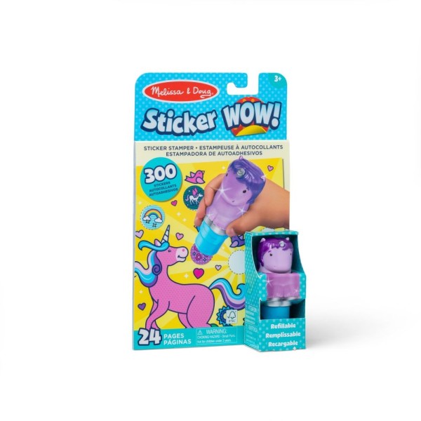 Sticker Wow fioletowy Jednorożec| książeczka stempelek z pieczątką i 300 naklejkami Melissa & Doug