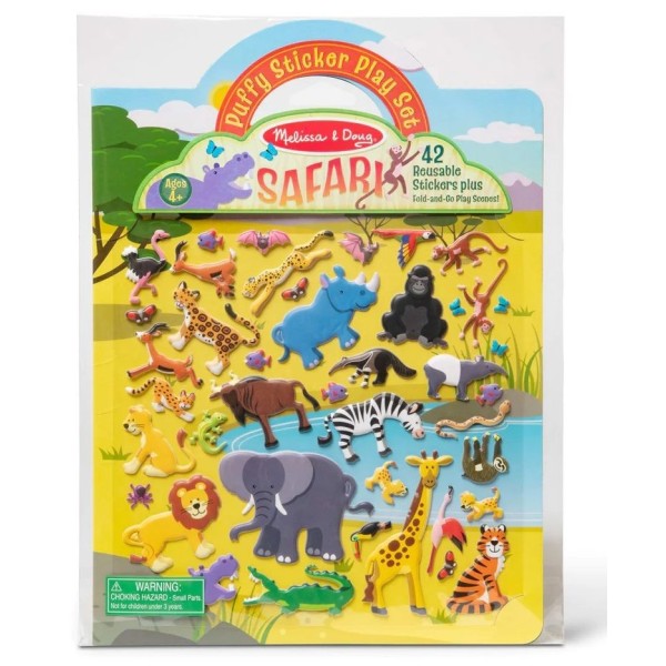 Naklejki ze zwierzętami safari wielorazowe | dwustronna plansza 4+ Melissa & Doug