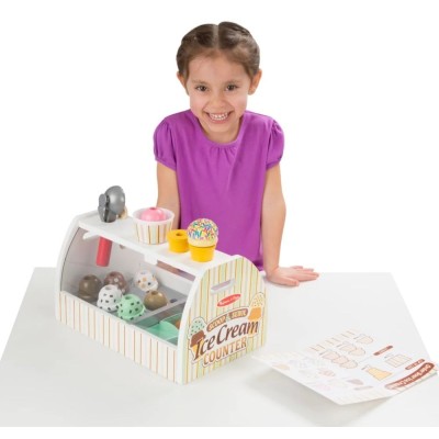 Drewniana lodziarnia Melissa & Doug – edukacyjna zabawka sklepikowa dla dzieci 3+