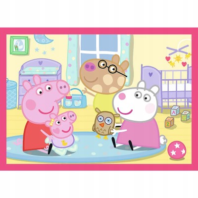 Puzzle 4w1 Świnka Peppa – Peppa uwielbia przygody | Ekologiczne puzzle dla dzieci Trefl 34672