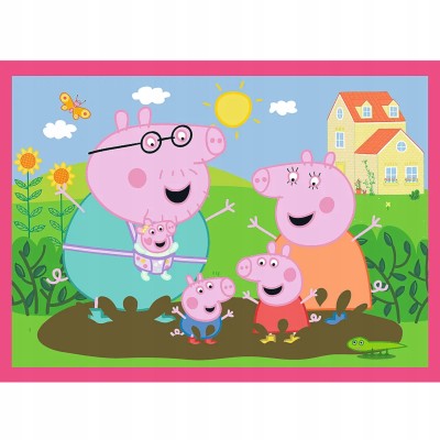 Puzzle 4w1 Świnka Peppa – Peppa uwielbia przygody | Ekologiczne puzzle dla dzieci Trefl 34672