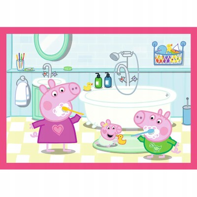 Puzzle 4w1 Świnka Peppa – Peppa uwielbia przygody | Ekologiczne puzzle dla dzieci Trefl 34672