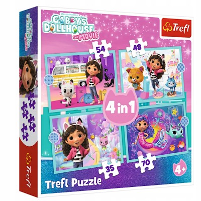 Puzzle 4w1 Koci domek Gabi – Zestaw edukacyjny dla dzieci | Trefl
