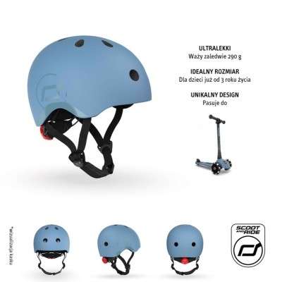 Kask dziecięcy Scoot & Ride S-M – lekki, regulowany, z lampką LED Kask dziecięcy Scoot & Ride S-M – lekki, regulowany, z lampką LED