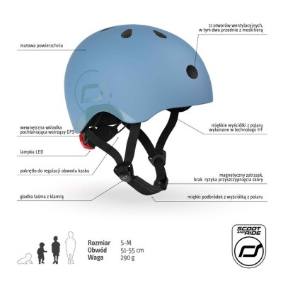Kask dziecięcy Scoot & Ride S-M – lekki, regulowany, z lampką LED Kask dziecięcy Scoot & Ride S-M – lekki, regulowany, z lampką LED