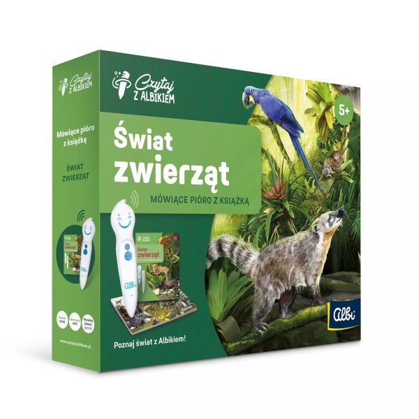 Czytaj z Albikiem Zestaw świat zwierząt 5+ z piórem| Interaktywna nauka przyrody dla dzieci