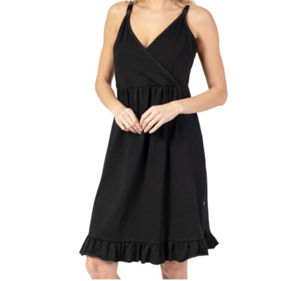 Koszula nocna ciążowa i do karmienia LAGUNA L/XL czarny – 2w1, klik-klak i kopertowe karmienie, bawełna Koszula nocna ciążowa i do karmienia LAGUNA L/XL czarny – 2w1, klik-klak i kopertowe karmienie, bawełna