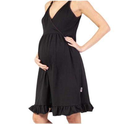Koszula nocna ciążowa i do karmienia LAGUNA L/XL czarny – 2w1, klik-klak i kopertowe karmienie, bawełna Koszula nocna ciążowa i do karmienia LAGUNA L/XL czarny – 2w1, klik-klak i kopertowe karmienie, bawełna