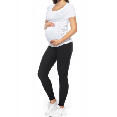 Legginsy ciążowe czarne XXL z wysokim panelem – bawełniane, wygodne, polska jakość