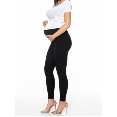 Legginsy ciążowe czarne XXL z wysokim panelem – bawełniane, wygodne, polska jakość