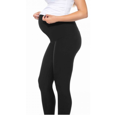 Legginsy ciążowe czarne XXL z wysokim panelem – bawełniane, wygodne, polska jakość