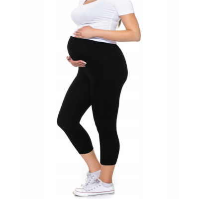 Legginsy ciążowe 3/4 czarne M – bawełniane, wygodne, panel, polska jakość Legginsy ciążowe 3/4 czarne M – bawełniane, wygodne, panel, polska jakość