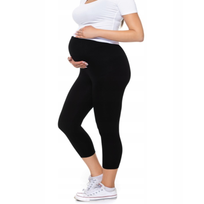 Legginsy ciążowe 3/4 czarne S – bawełniane, wygodne, panel, polska jakość Legginsy ciążowe 3/4 czarne S – bawełniane, wygodne, panel, polska jakość