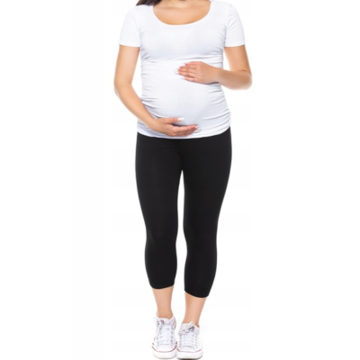 Legginsy ciążowe 3/4 czarne S – bawełniane, wygodne, panel, polska jakość Legginsy ciążowe 3/4 czarne S – bawełniane, wygodne, panel, polska jakość