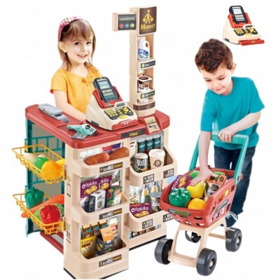 Zabawkowy Supermarket dla Dzieci z Kasą, Wózkiem i Produktami – Sklepik 3+ | Idealny Prezent