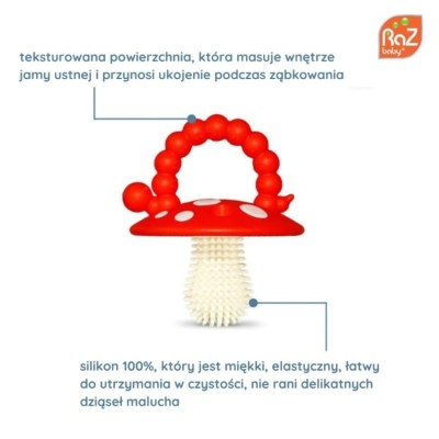 Silikonowe gryzaki logopedyczne RaZbaby w kształcie grzybka – bezpieczne i skuteczne na ząbkowanie