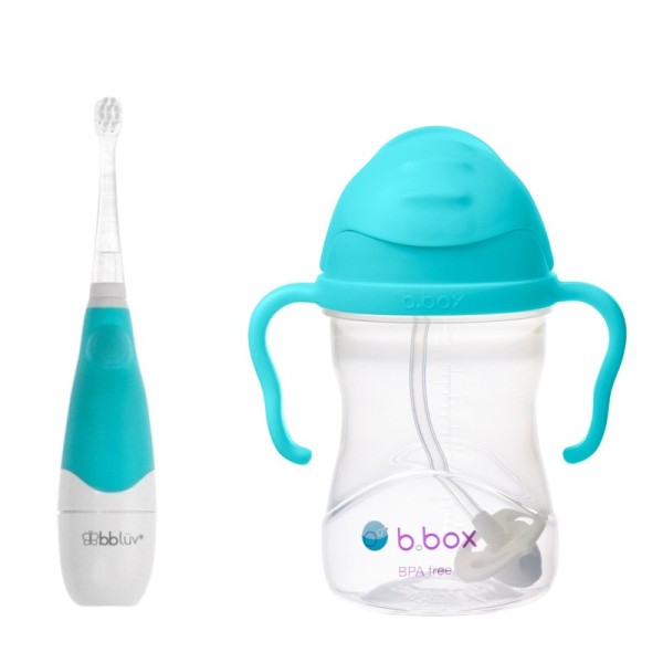 Zestaw Soniczna szczoteczka dla dziecka Sönik, bblüv+ Bidon ze słomką 240 ml, Lazurowy b.box
