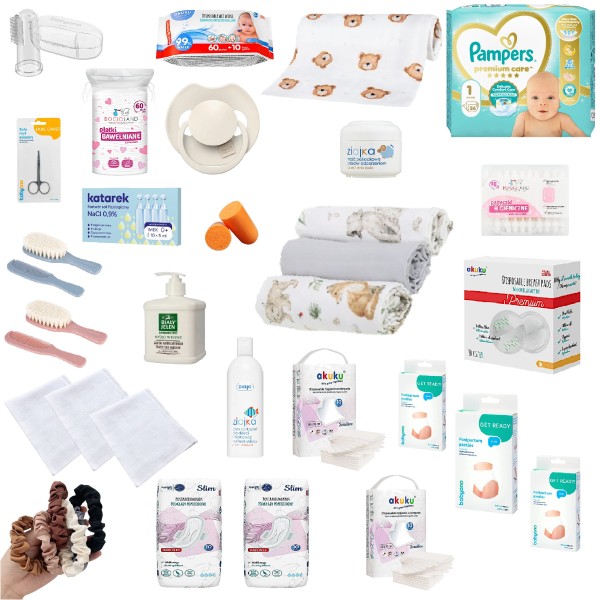 Gotowy zestaw wyprawkowy 29 produktów, wyprawka do szpitala i domu