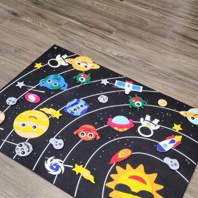 Edukacyjna Mata Filcowa Montessori Układ Słoneczny Kosmos Tablica na Rzepy Edukacyjna Mata Filcowa Montessori Układ Słoneczny Kosmos Tablica na Rzepy