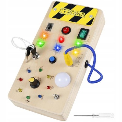 Tablica manipulacyjna drewniana montessori przełączniki światła SY-100111 Tablica manipulacyjna drewniana montessori przełączniki światła SY-100111