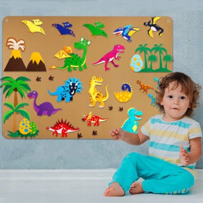 MATA EDUKACYJNA Tablica FILCOWA na rzepy dla dzieci dinozaury Montessori MATA EDUKACYJNA Tablica FILCOWA na rzepy dla dzieci dinozaury Montessori