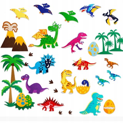 MATA EDUKACYJNA Tablica FILCOWA na rzepy dla dzieci dinozaury Montessori MATA EDUKACYJNA Tablica FILCOWA na rzepy dla dzieci dinozaury Montessori