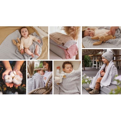 Dzianinowy kocyk bawełniany – 100% bawełna organiczna | Idealny dla niemowląt Dzianinowy kocyk bawełniany – 100% bawełna organiczna | Idealny dla niemowląt