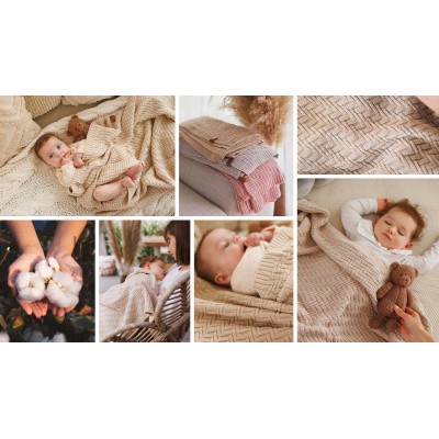 Dzianinowy kocyk bawełniany – 100% bawełna organiczna | Idealny dla niemowląt Dzianinowy kocyk bawełniany – 100% bawełna organiczna | Idealny dla niemowląt