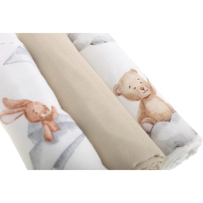 Pieluszki muślinowe PREMIUM 3 szt. – W obłoczkach| Babymam Pieluszki muślinowe PREMIUM 3 szt. – W obłoczkach| Babymam