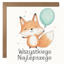 Kartka urodzinowa z życzeniami + brązowa eko koperta