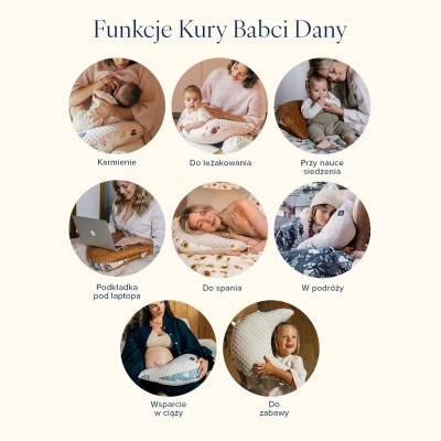 Poduszka Kura Babci Dany Velvet SMOKE ROSE – miękka i sprężysta poduszka do karmienia, odpoczynku i snu