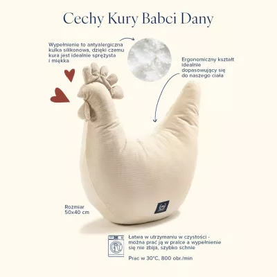 Poduszka Kura Babci Dany Velvet ROYAL NAVY – miękka i sprężysta poduszka do karmienia, snu i odpoczynku