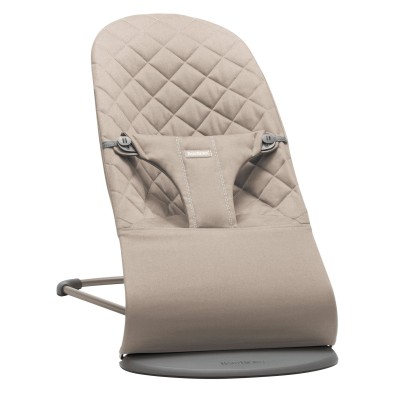 Leżaczek BabyBjörn Bliss Woven Piaskowoszary z ramą ciemnoszarą – ergonomiczny, przenośny, wygodny i certyfikowany