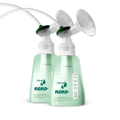 Neno Woreczki – woreczki z adapterem do mrożenia i przechowywania pokarmu | zestaw 20 szt. 150 ml, higieniczne odciąganie mleka