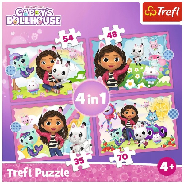 Puzzle 4w1 Koci domek Gabi – zestaw 207 elementów, bajkowe ilustracje | Trefl 34620