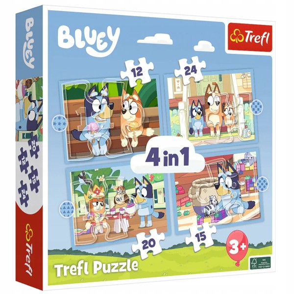 Puzzle 4w1 Bluey i jego świat – edukacyjne układanki dla dzieci od Trefl 34637