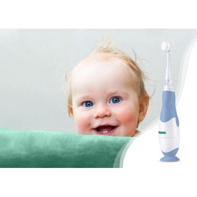 Neno Denti Blue — elektryczna szczoteczka dla niemowląt i maluchów | delikatne wibracje, 4 końcówki, LED, IPX7