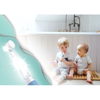Neno Denti Blue — elektryczna szczoteczka dla niemowląt i maluchów | delikatne wibracje, 4 końcówki, LED, IPX7
