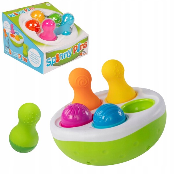 SpinnyPins Fat Brain Toys – Sorter z wańkami wstańkami, zabawka sensoryczna do kołysania i nauki kolorów