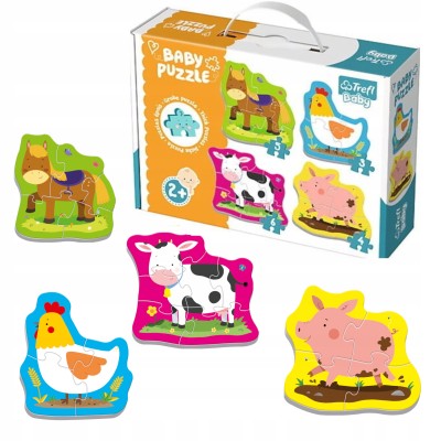 Puzzle Zwierzęta z farmy 4w1 dla dzieci – rozwijające i kolorowe | Trefl 36070