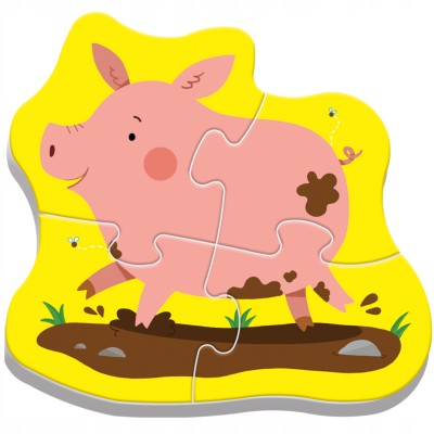 Puzzle Zwierzęta z farmy 4w1 dla dzieci – rozwijające i kolorowe | Trefl 36070