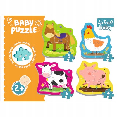 Puzzle Zwierzęta z farmy 4w1 dla dzieci – rozwijające i kolorowe | Trefl 36070