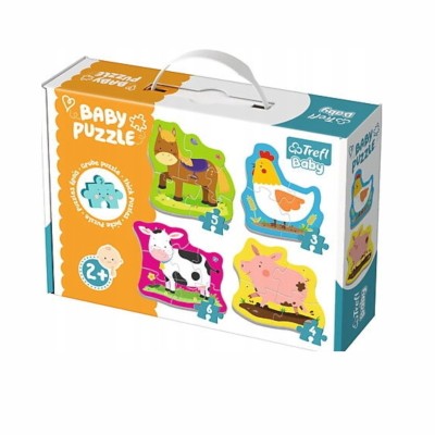 Puzzle Zwierzęta z farmy 4w1 dla dzieci – rozwijające i kolorowe | Trefl 36070